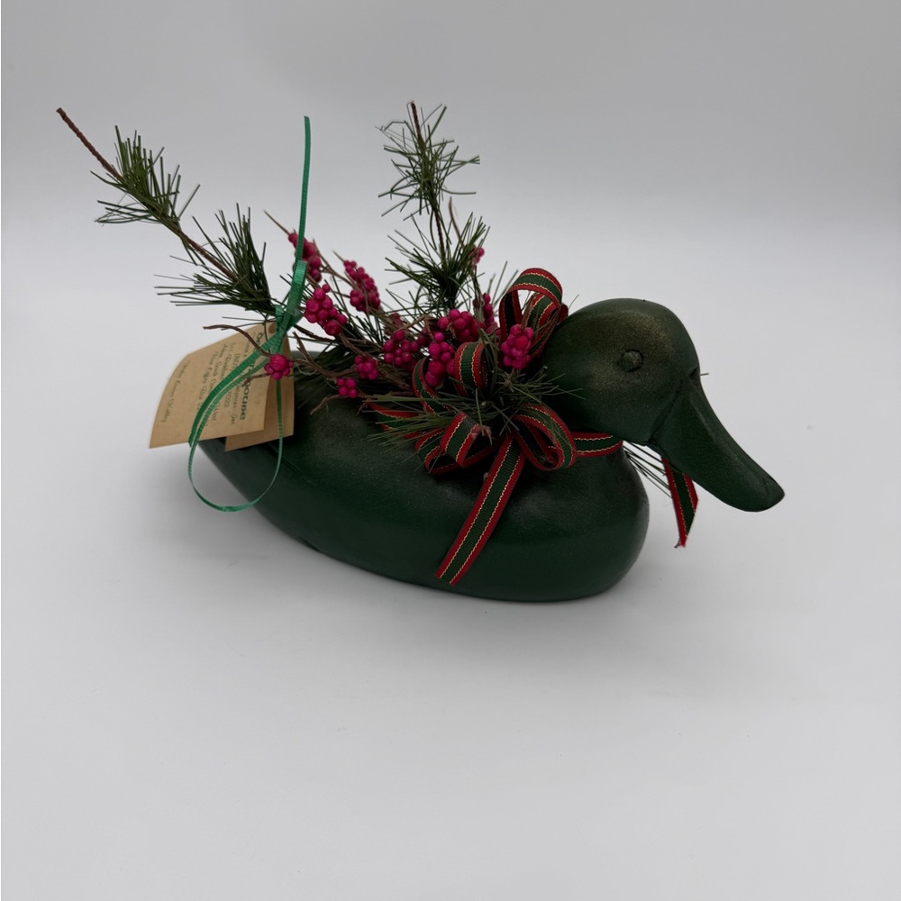 Vtg. Retro Christmas Rustic Design Farmhouse Handcarved Wooden Duck Figurine 10”